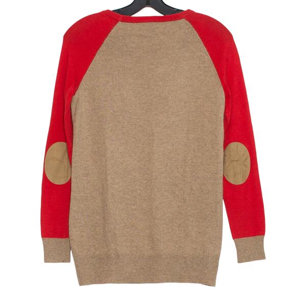 J Crew Sweater Wool Rabbit Elbow Patch Preppy Academia Buttons Red Brown XXS - Picture 2 of 10